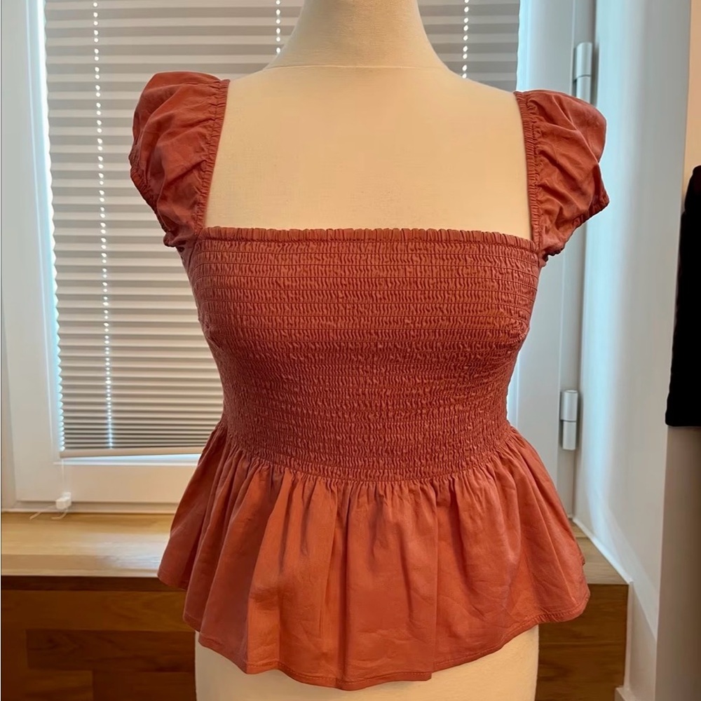 Abercrombie & Fitch Smocked Peplum Top